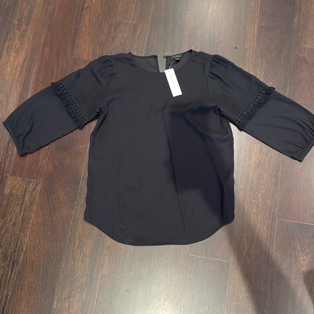 Ann Taylor Black Top with Lace Detail